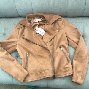 Faux suede moto jacket NWT